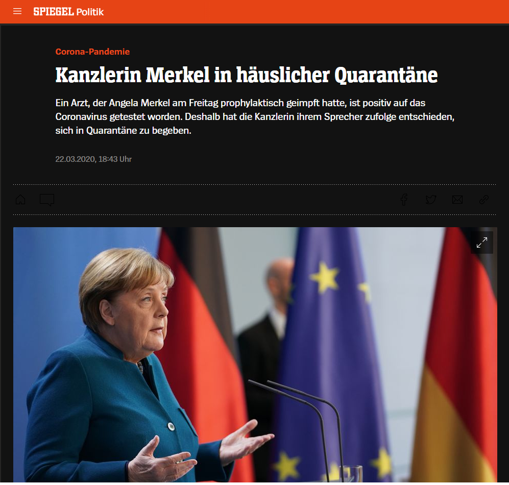 Corona-Krise Angela Merkel in häuslicher Quarantäne - DER SPIEGEL